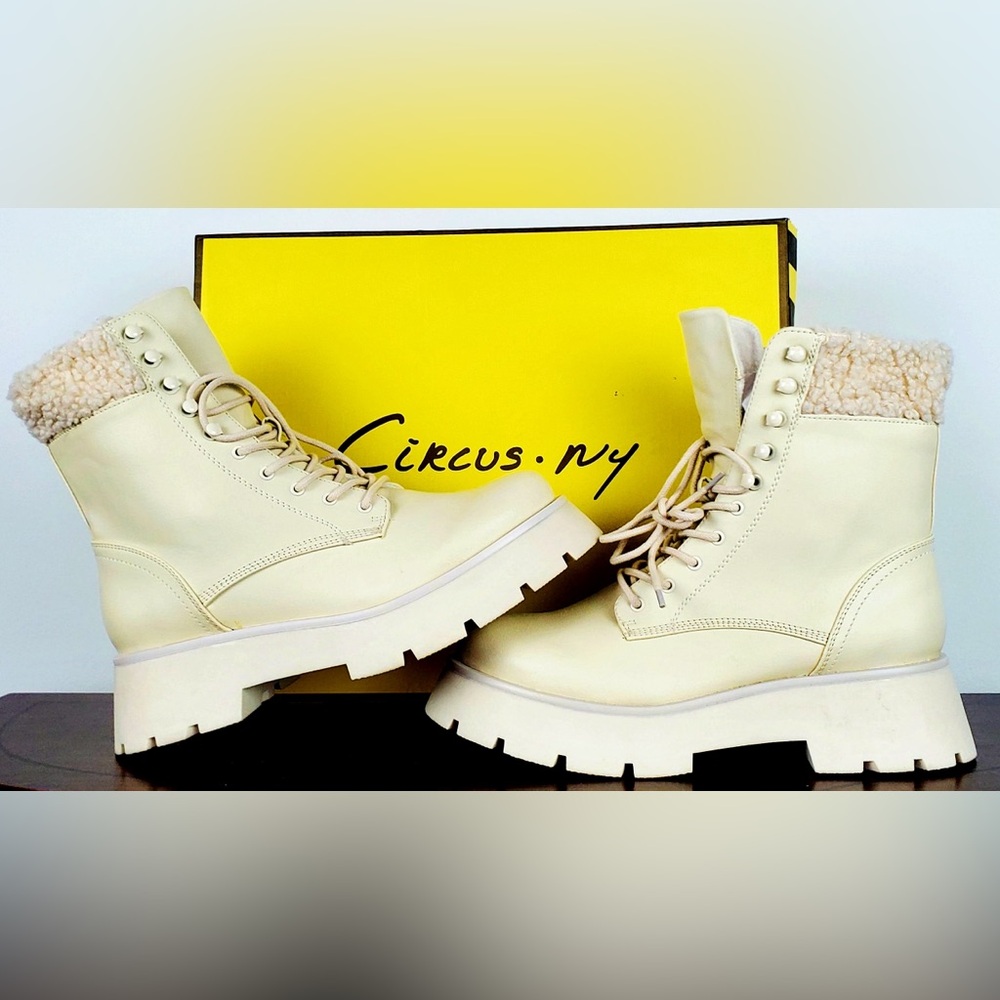 Circus NY by Sam Edelman Women's Larsa Ivory Combat Boot